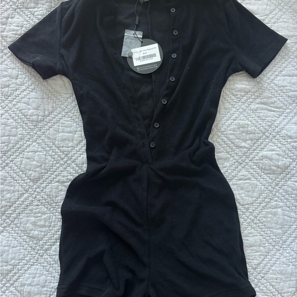 White Fox Boutique Golden Light Terry Playsuit - Black - Picture 5 of 6